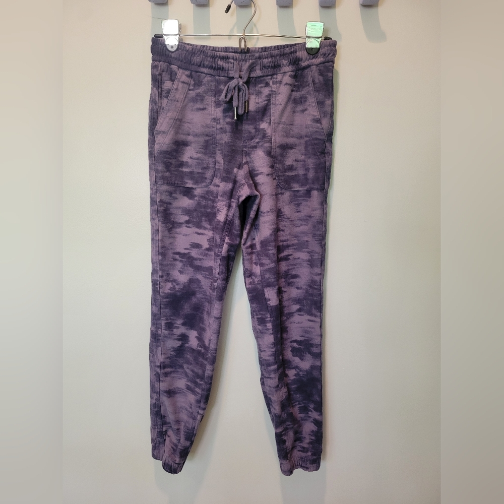 Athleta Farallon Printed Blue Tie Dye Cotton Jogger Pants SZ 2